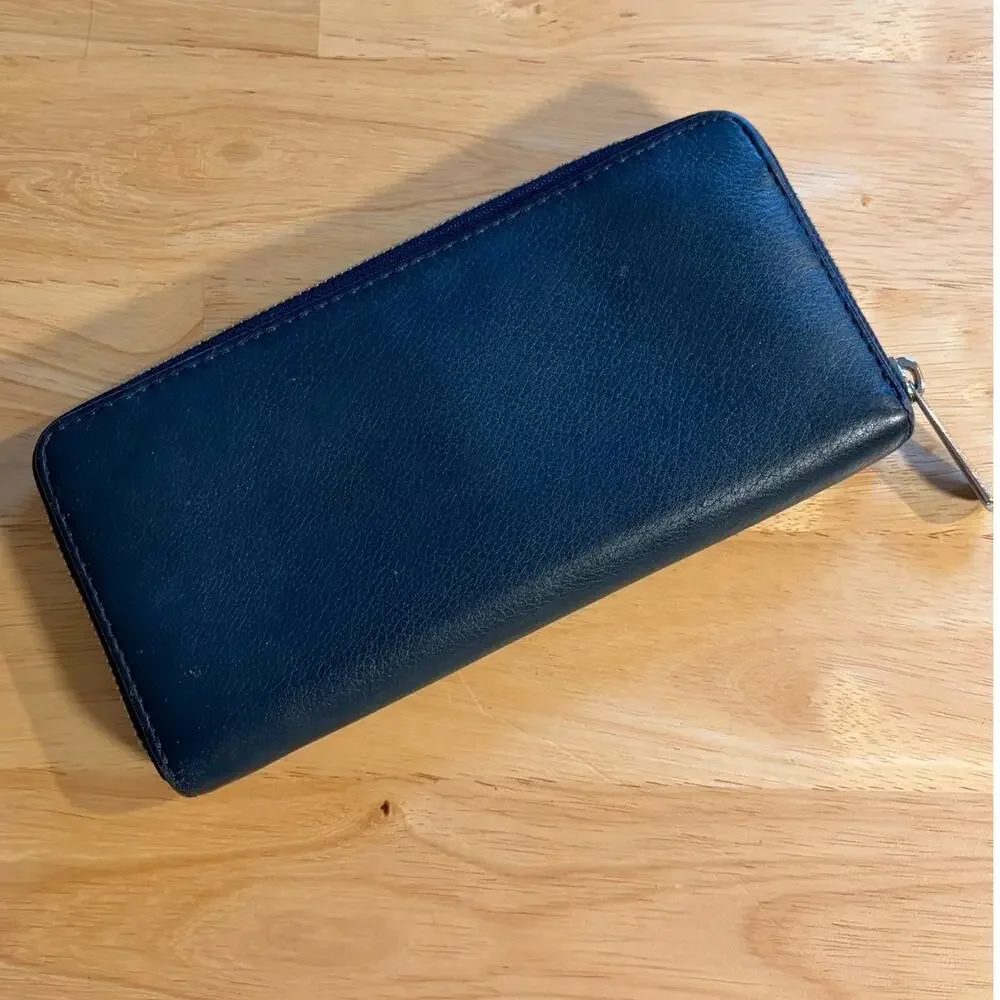 Michael Kors Jet Set Navy Blue Zip Around Long Continental Wallet EUC - Picture 3 of 16